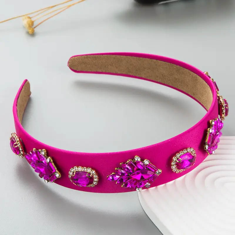 Pink Crystal Headband with Gold Plated Design - Image 4
