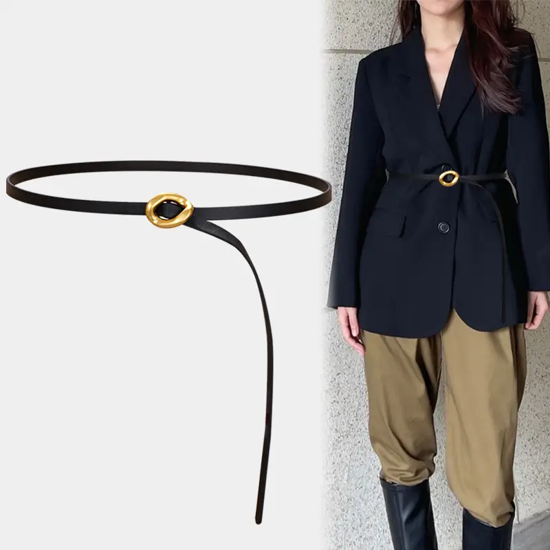 Korean Style Leather Belt Women Brown Small - Image 5
