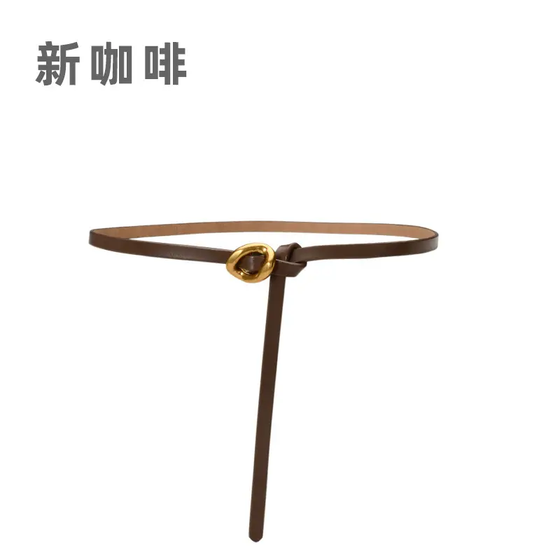 Korean Style Leather Belt Women Brown Small - Image 2