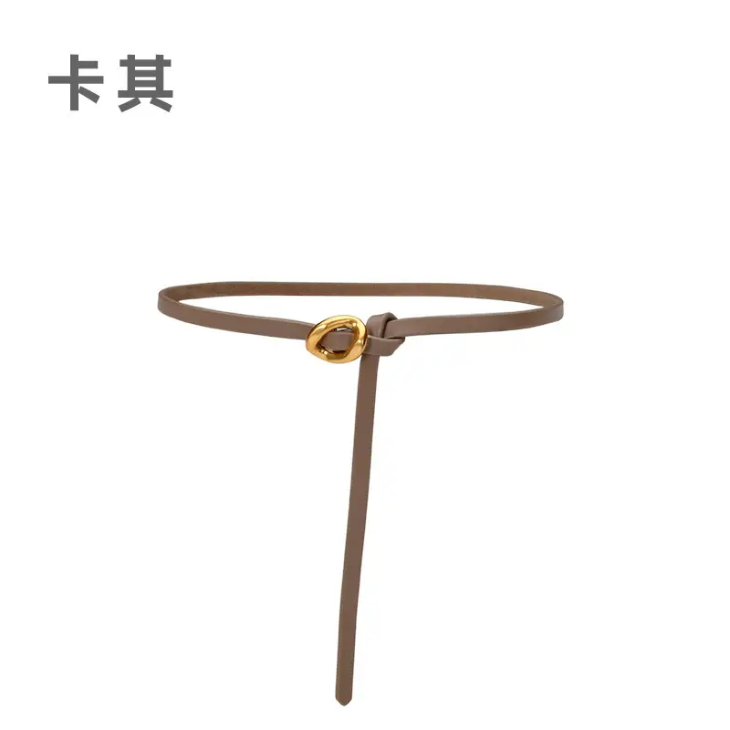 Korean Style Leather Belt Women Brown Small - Image 3