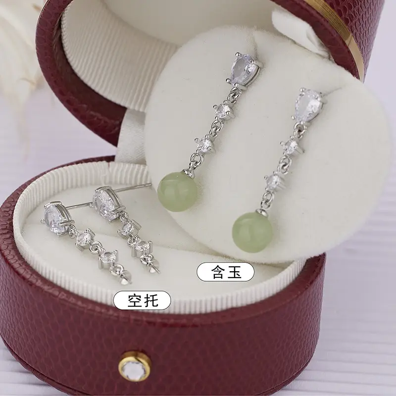 Hetian Jade Water Drop Earrings Vintage Inlaid