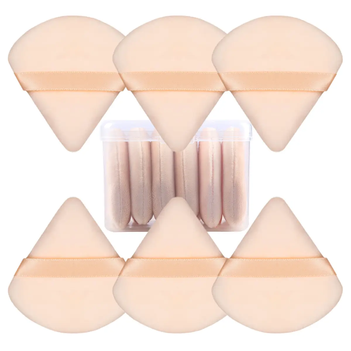 Triangular Makeup Brush Set with Loose Powder Setting Puff - Image 10