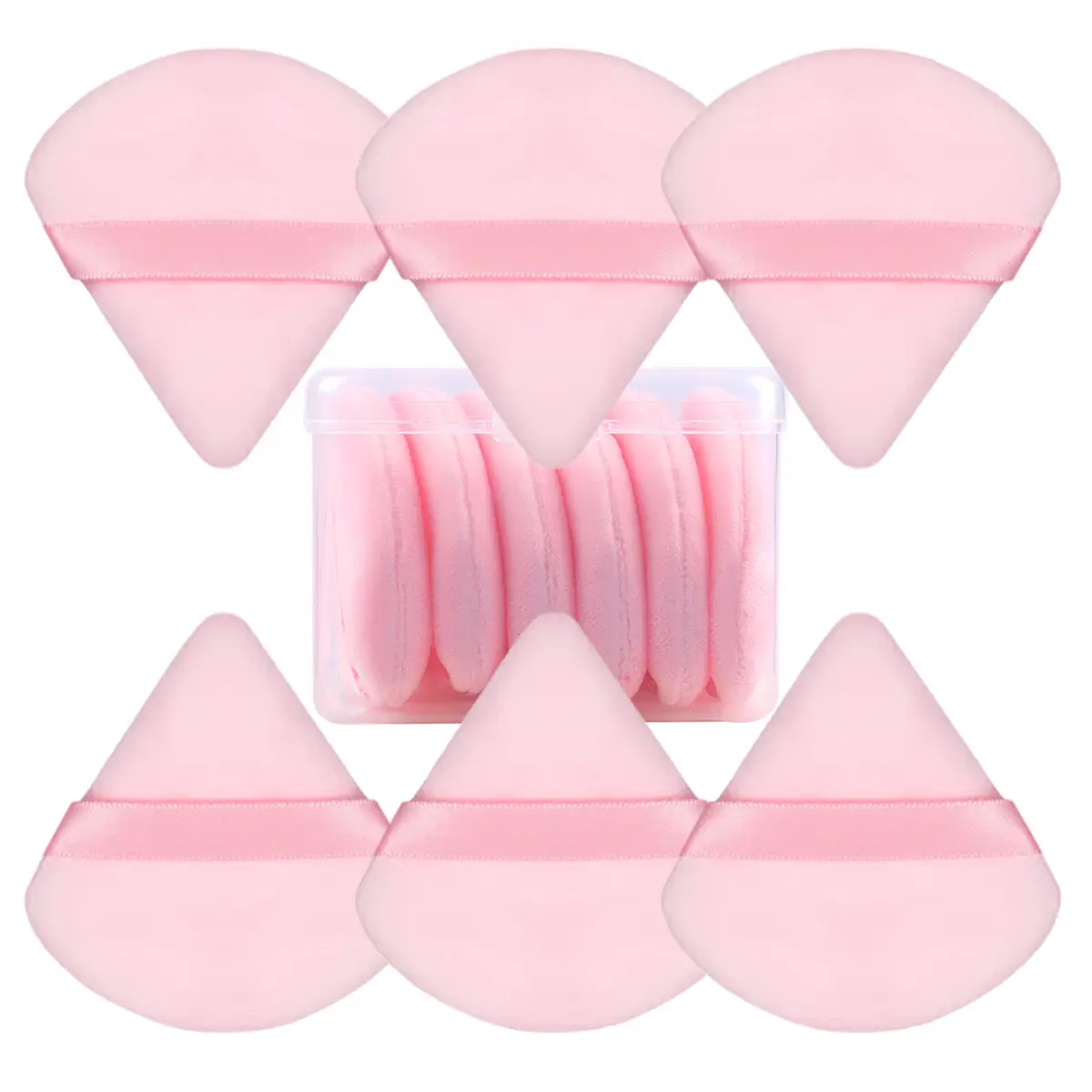 Triangular Makeup Brush Set with Loose Powder Setting Puff - Image 11