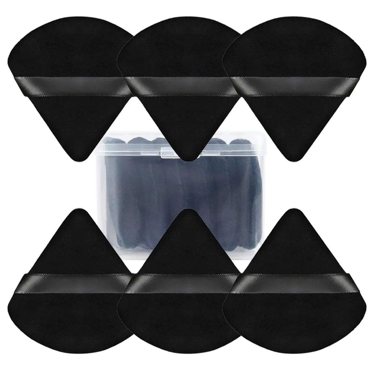 Triangular Makeup Brush Set with Loose Powder Setting Puff - Image 9