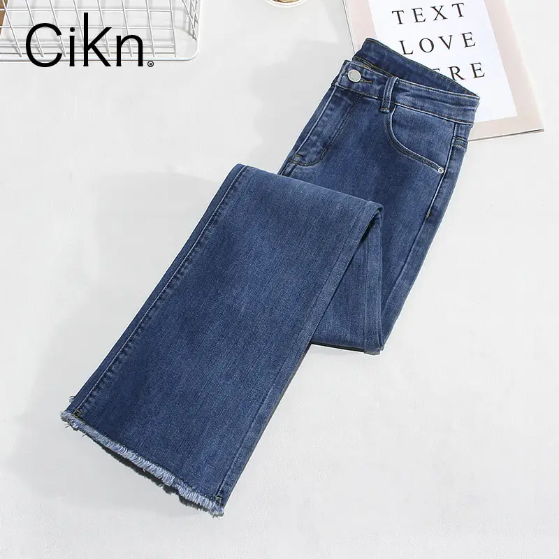 Retro Dark Blue Lazy High Waist Jeans for Women