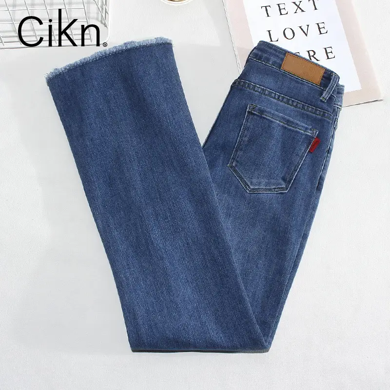 Retro Dark Blue Lazy High Waist Jeans for Women