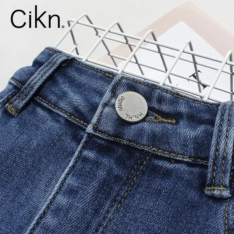 Retro Dark Blue Lazy High Waist Jeans for Women