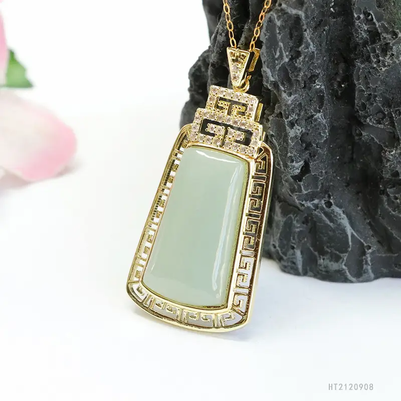 Guan Yu Jade Pendant Necklace with Gold Plated Frame — feature 10