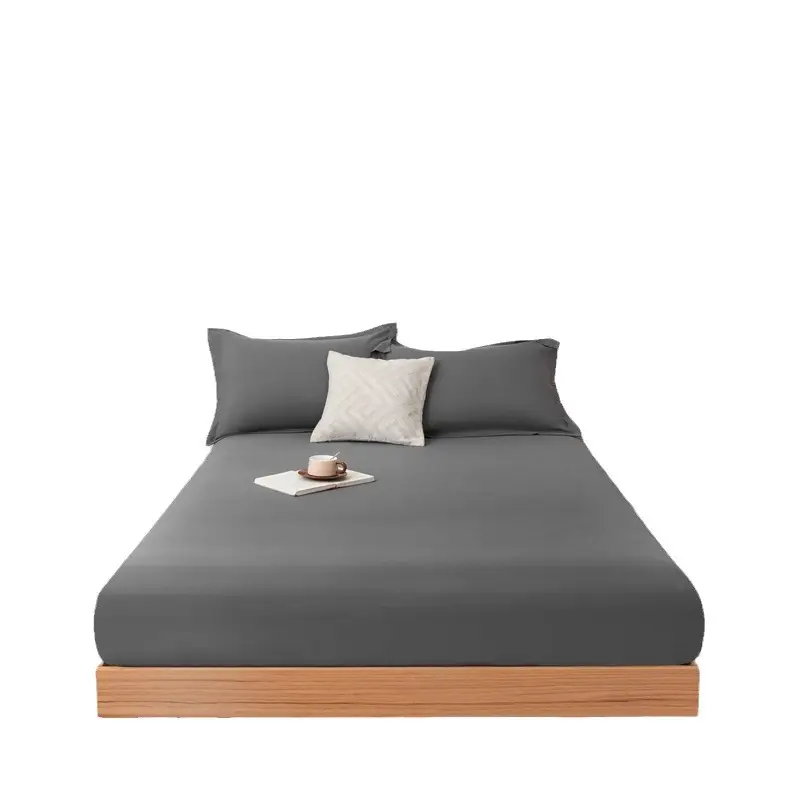 Solid color brushed single fitted sheet comfortable skin-friendly cotton single double bedspread bed sheet dustproof protective bedding wholesale