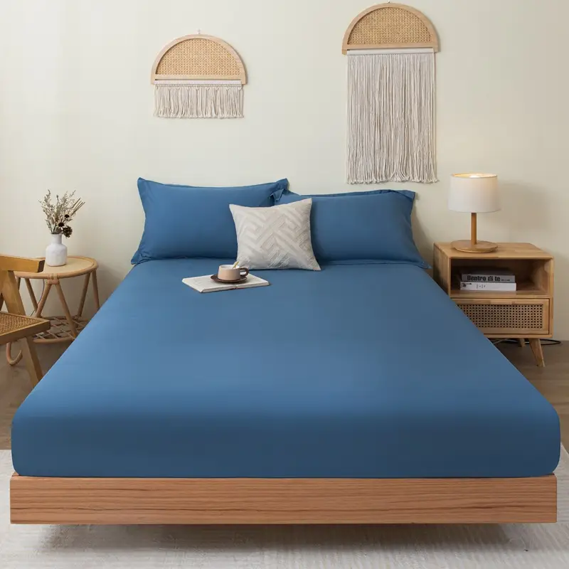 Solid color brushed single fitted sheet comfortable skin-friendly cotton single double bedspread bed sheet dustproof protective bedding wholesale