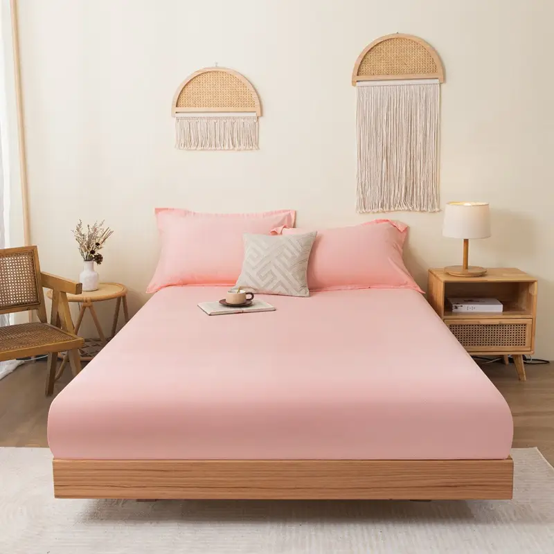 Solid color brushed single fitted sheet comfortable skin-friendly cotton single double bedspread bed sheet dustproof protective bedding wholesale