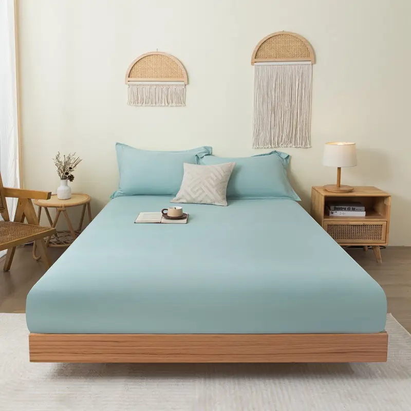 Solid color brushed single fitted sheet comfortable skin-friendly cotton single double bedspread bed sheet dustproof protective bedding wholesale