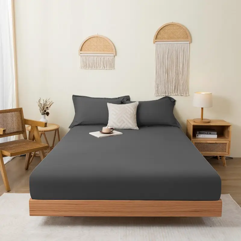 Solid color brushed single fitted sheet comfortable skin-friendly cotton single double bedspread bed sheet dustproof protective bedding wholesale