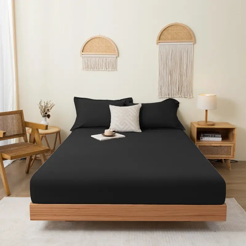 Solid color brushed single fitted sheet comfortable skin-friendly cotton single double bedspread bed sheet dustproof protective bedding wholesale