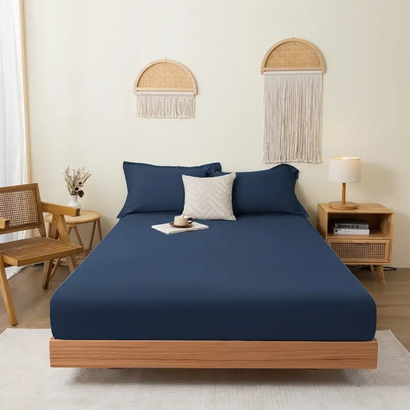 Solid color brushed single fitted sheet comfortable skin-friendly cotton single double bedspread bed sheet dustproof protective bedding wholesale
