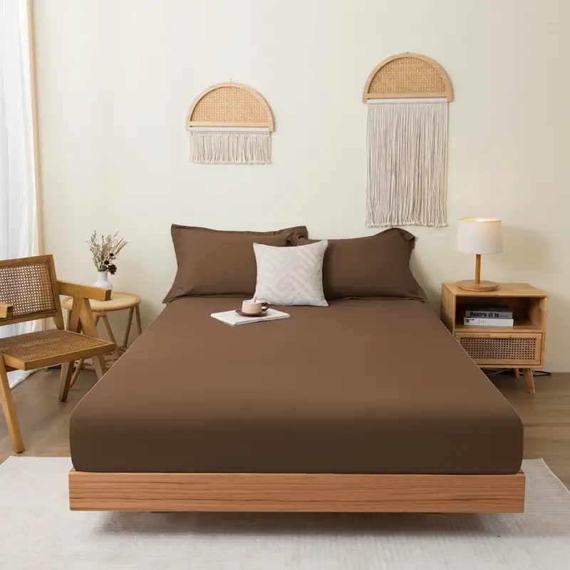 Solid color brushed single fitted sheet comfortable skin-friendly cotton single double bedspread bed sheet dustproof protective bedding wholesale