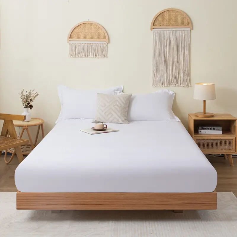 Solid color brushed single fitted sheet comfortable skin-friendly cotton single double bedspread bed sheet dustproof protective bedding wholesale
