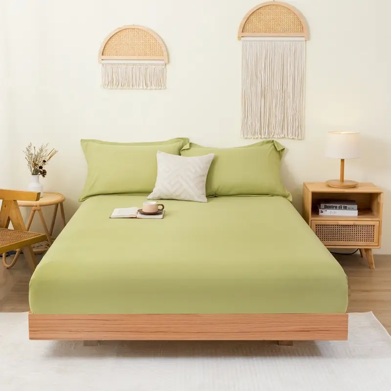 Solid color brushed single fitted sheet comfortable skin-friendly cotton single double bedspread bed sheet dustproof protective bedding wholesale