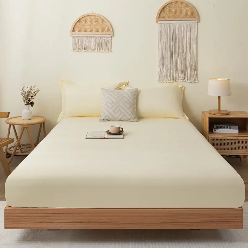 Solid color brushed single fitted sheet comfortable skin-friendly cotton single double bedspread bed sheet dustproof protective bedding wholesale