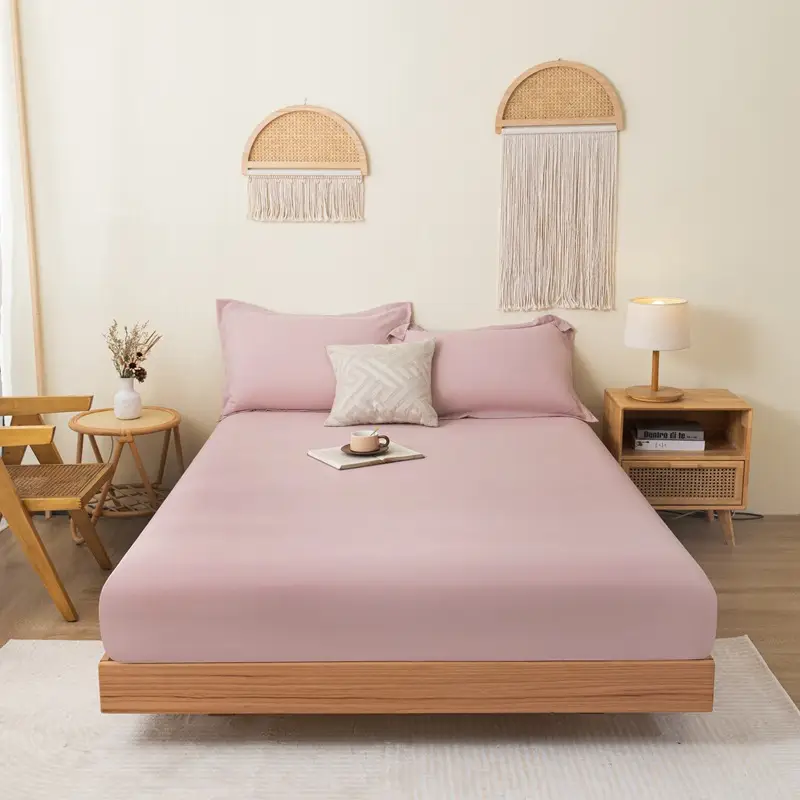 Solid color brushed single fitted sheet comfortable skin-friendly cotton single double bedspread bed sheet dustproof protective bedding wholesale