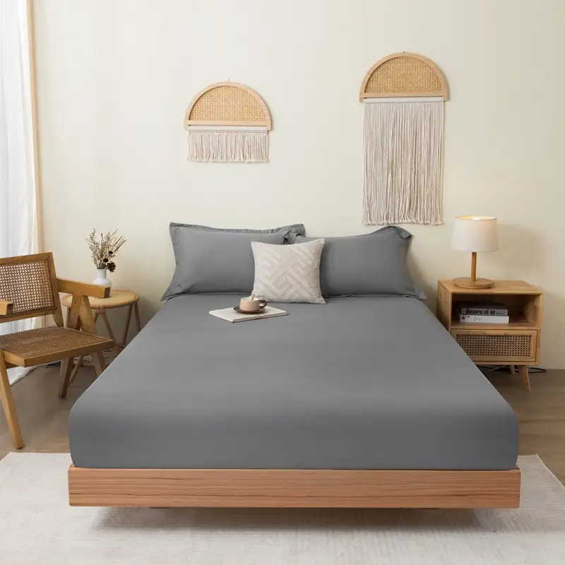 Solid color brushed single fitted sheet comfortable skin-friendly cotton single double bedspread bed sheet dustproof protective bedding wholesale
