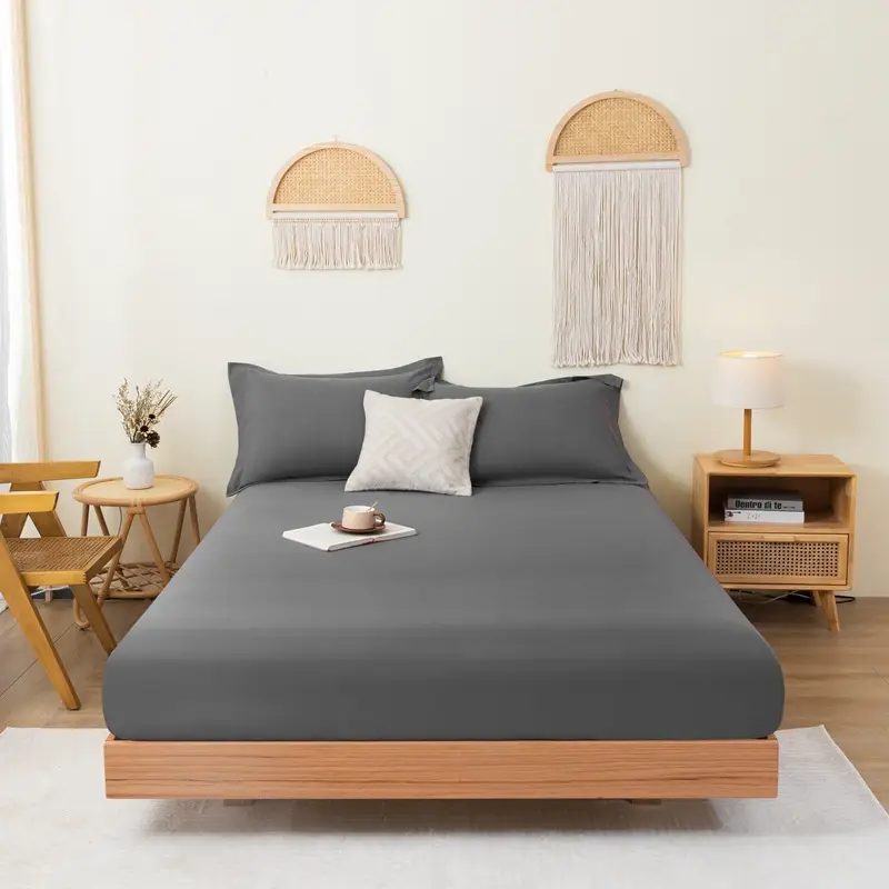 Solid color brushed single fitted sheet comfortable skin-friendly cotton single double bedspread bed sheet dustproof protective bedding wholesale