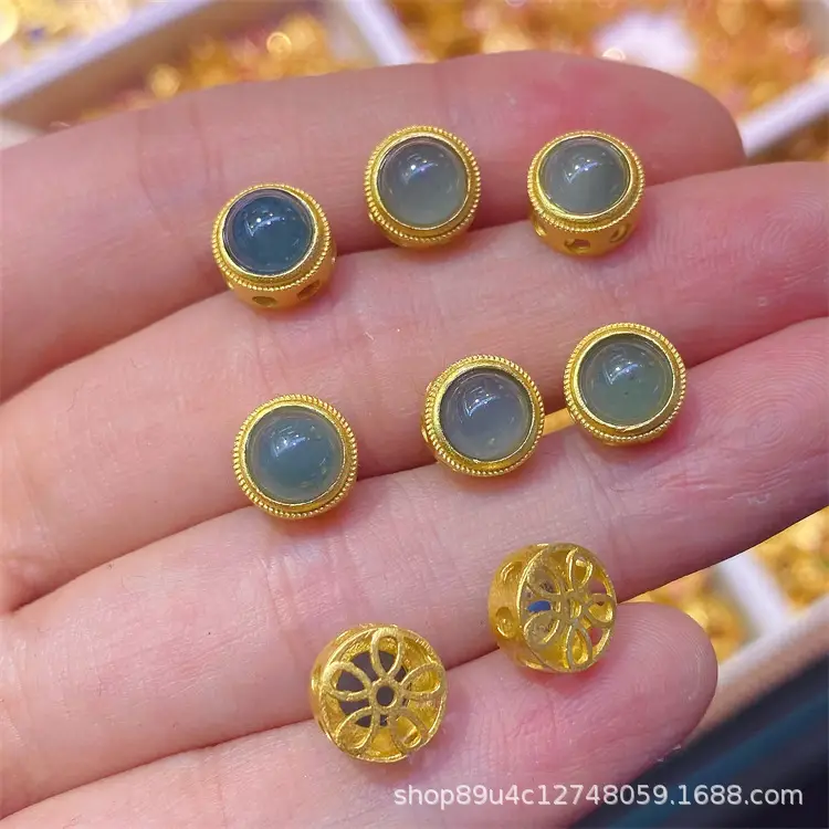 Blue Water Jade Silver Pendant Beads Set S925 - Image 7