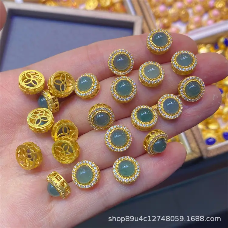 Blue Water Jade Silver Pendant Beads Set S925 - Image 8