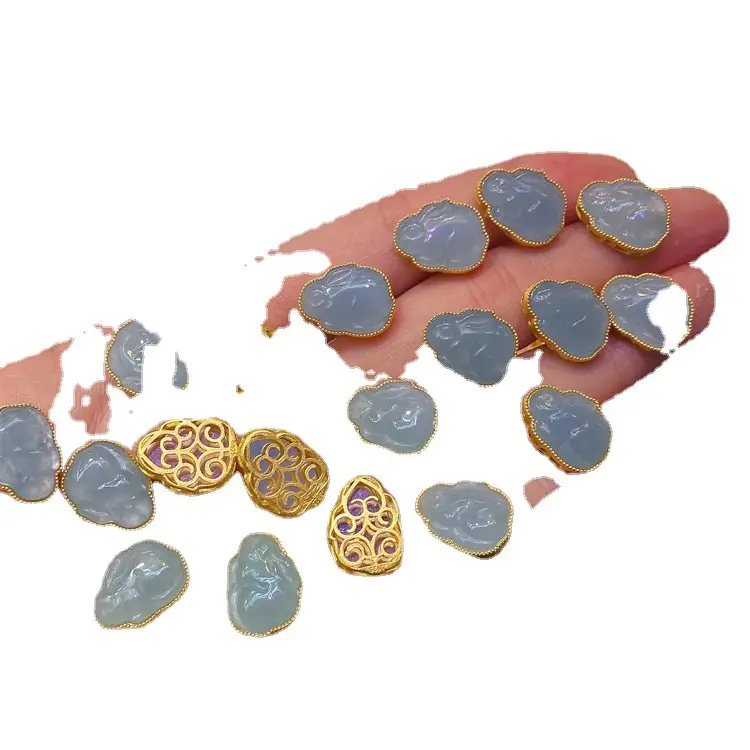Blue Water Jade Silver Pendant Beads Set S925 - Image 9