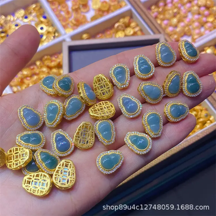 Blue Water Jade Silver Pendant Beads Set S925 — feature 7