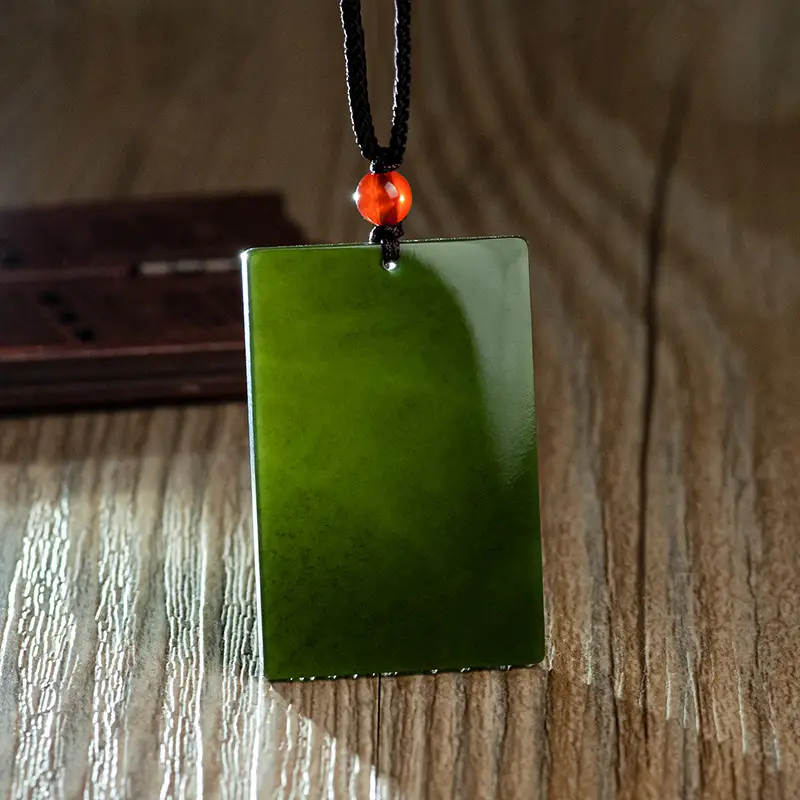 Natural Hetian Jade Ink Pendant for Men Women - Image 2