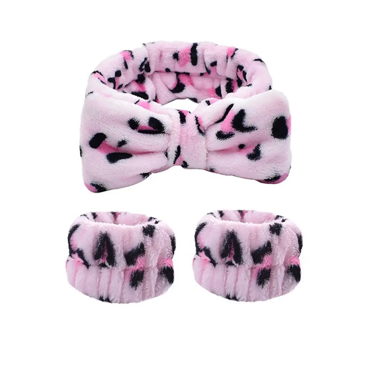 Pink Faux Fur Headbands for Women Waterproof Wrist Band Set - Image 23