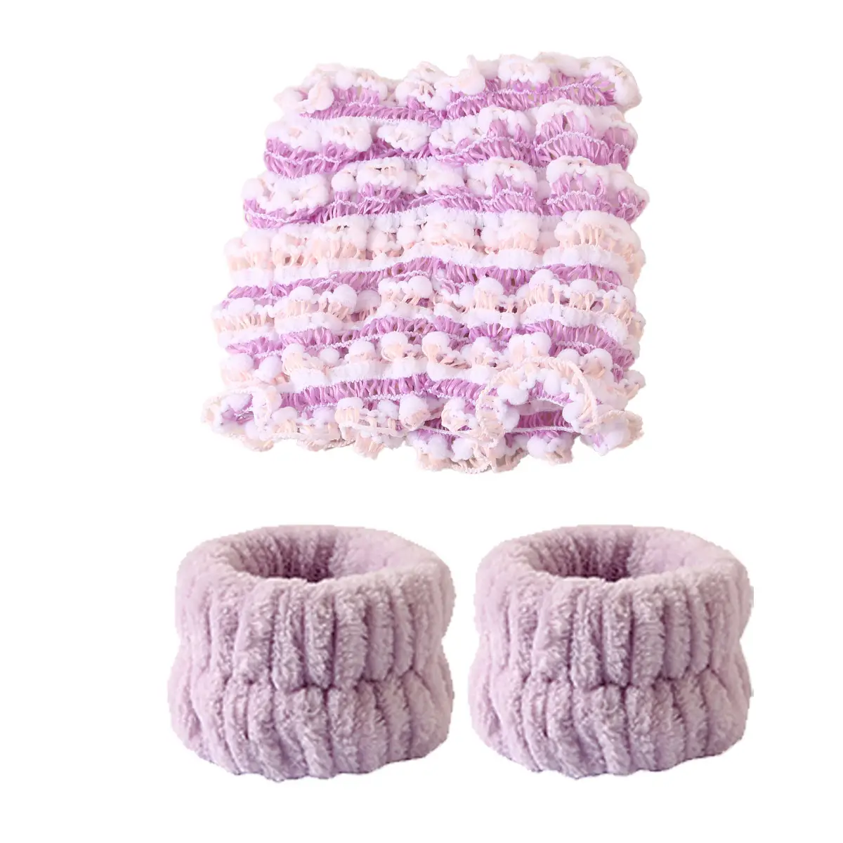 Pink Faux Fur Headbands for Women Waterproof Wrist Band Set - Image 12
