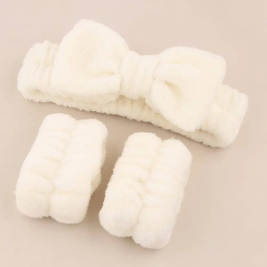 Pink Faux Fur Headbands for Women Waterproof Wrist Band Set - Image 13