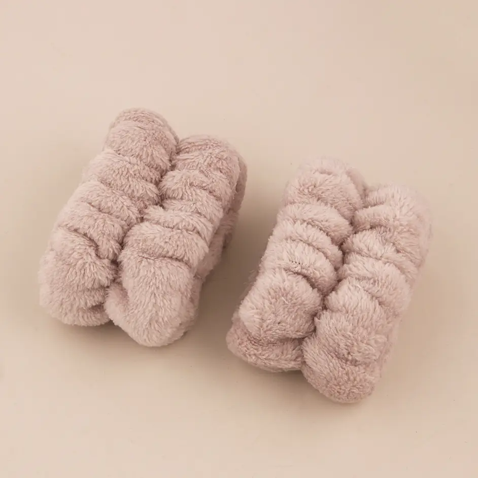 Pink Faux Fur Headbands for Women Waterproof Wrist Band Set - Image 38