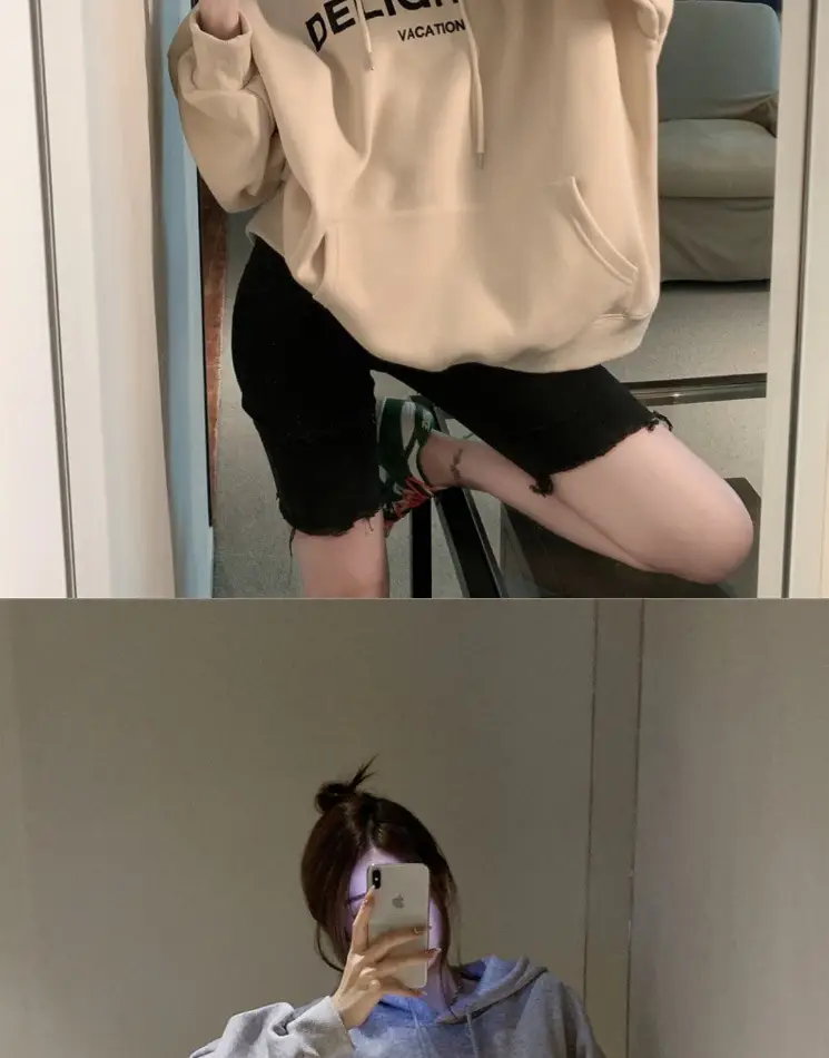 Grey Hooded Sweatshirt Women Loose Fit Fleece Winter Casual — feature 13