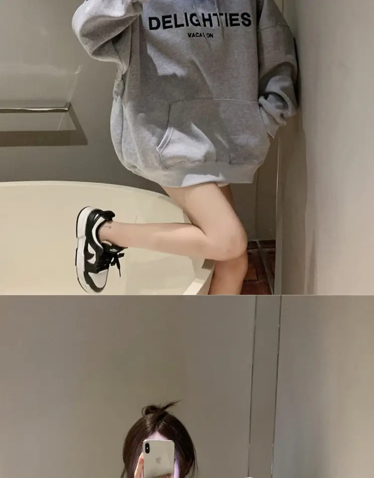 Grey Hooded Sweatshirt Women Loose Fit Fleece Winter Casual — feature 14
