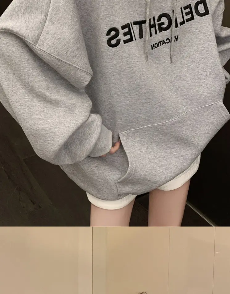 Grey Hooded Sweatshirt Women Loose Fit Fleece Winter Casual — feature 17