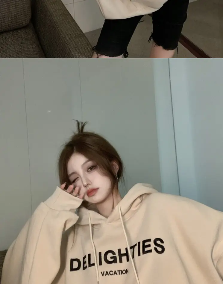 Grey Hooded Sweatshirt Women Loose Fit Fleece Winter Casual — feature 7