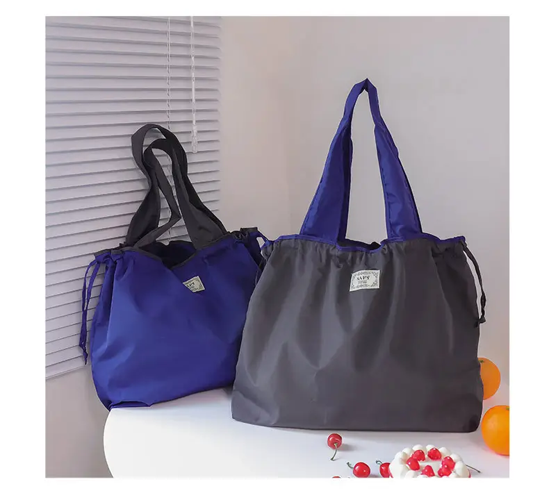 Purple Cross-Border Foldable Tote Bag with Green Handles — feature 23