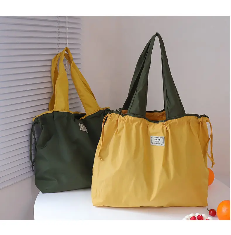 Purple Cross-Border Foldable Tote Bag with Green Handles — feature 25