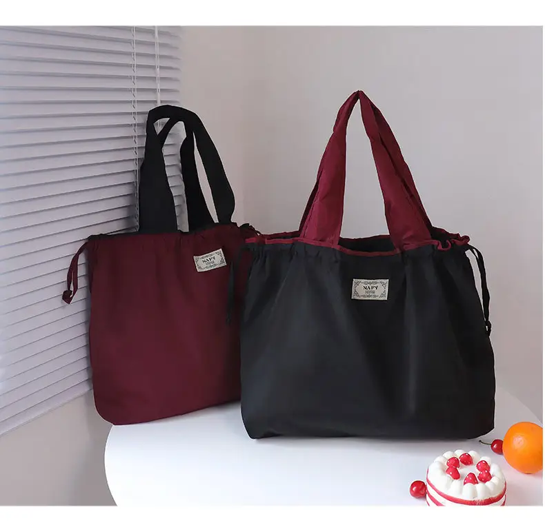 Purple Cross-Border Foldable Tote Bag with Green Handles — feature 26