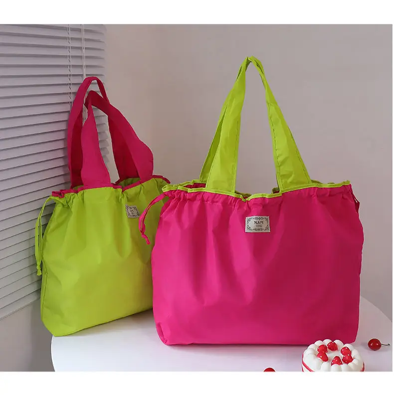 Purple Cross-Border Foldable Tote Bag with Green Handles — feature 28