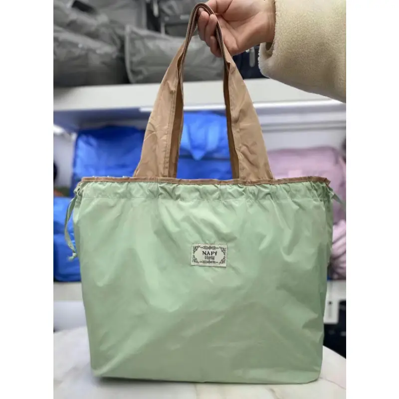 Purple Cross-Border Foldable Tote Bag with Green Handles - Image 18