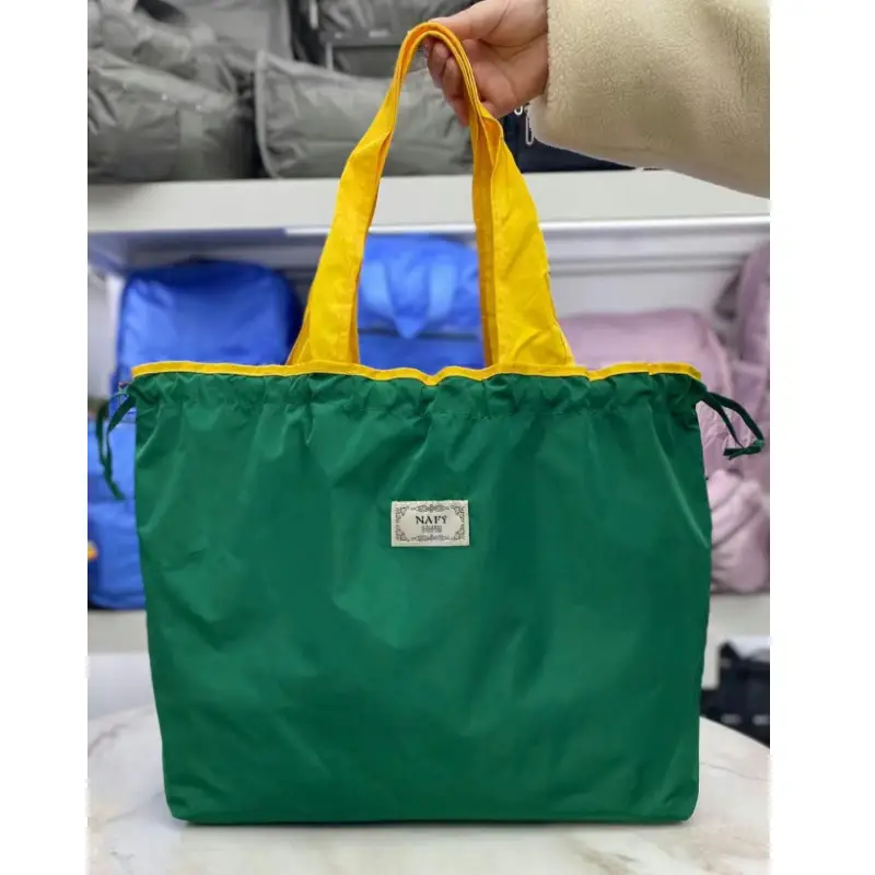 Purple Cross-Border Foldable Tote Bag with Green Handles - Image 20