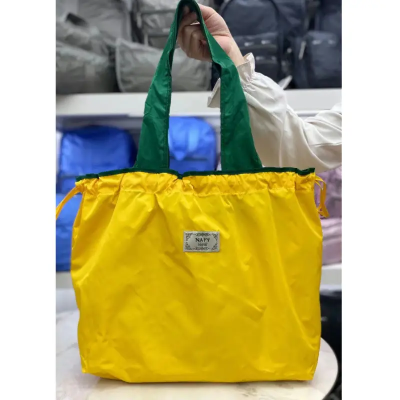Purple Cross-Border Foldable Tote Bag with Green Handles - Image 21