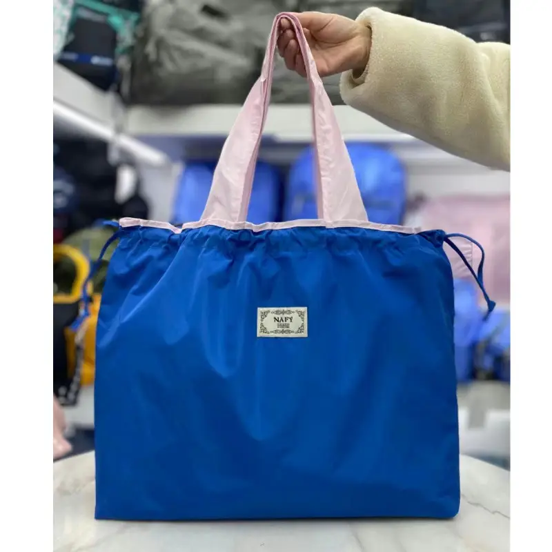 Purple Cross-Border Foldable Tote Bag with Green Handles - Image 22