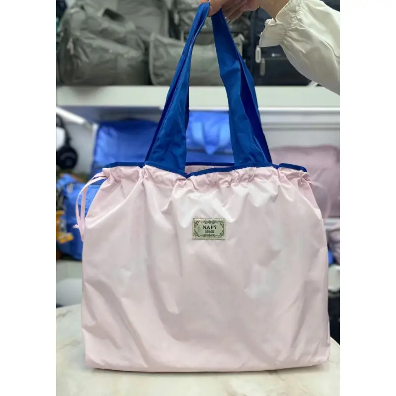 Purple Cross-Border Foldable Tote Bag with Green Handles - Image 23