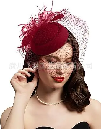 Blue Feather Net Hairband Veil for Bridal Party
