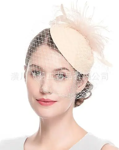 Blue Feather Net Hairband Veil for Bridal Party